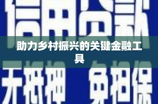 前金助力乡村振兴的关键金融工具