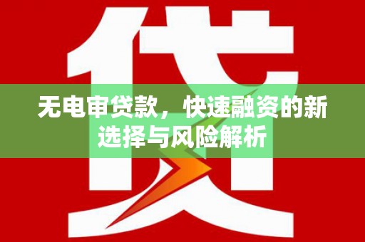 前金无电审贷款，快速融资的新选择与风险解析